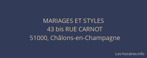 MARIAGES ET STYLES