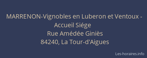 MARRENON-Vignobles en Luberon et Ventoux - Accueil Siége