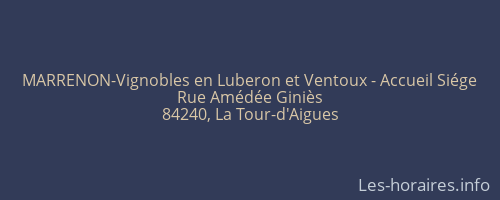 MARRENON-Vignobles en Luberon et Ventoux - Accueil Siége