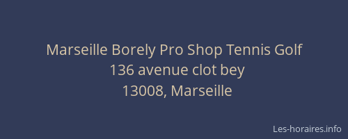Marseille Borely Pro Shop Tennis Golf