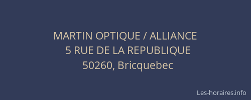 MARTIN OPTIQUE / ALLIANCE