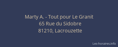 Marty A. - Tout pour Le Granit