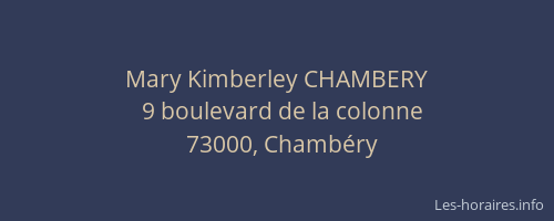 Mary Kimberley CHAMBERY
