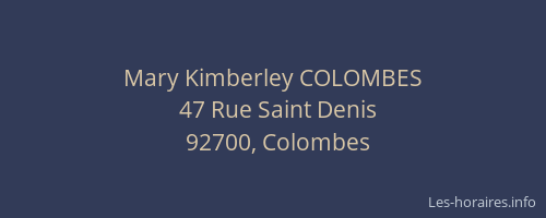 Mary Kimberley COLOMBES