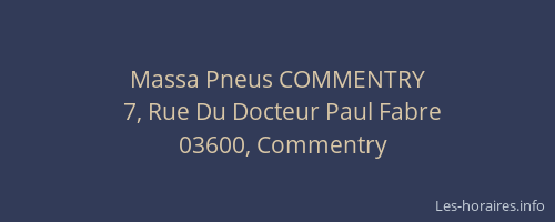 Massa Pneus COMMENTRY