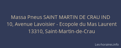 Massa Pneus SAINT MARTIN DE CRAU IND