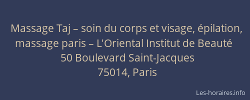 Massage Taj – soin du corps et visage, épilation, massage paris – L'Oriental Institut de Beauté