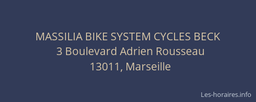 MASSILIA BIKE SYSTEM CYCLES BECK