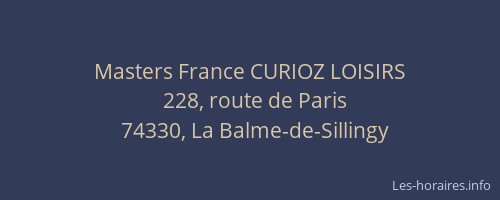 Masters France CURIOZ LOISIRS