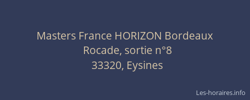 Masters France HORIZON Bordeaux