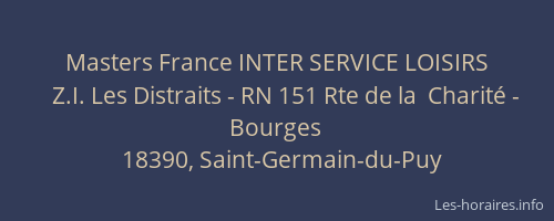 Masters France INTER SERVICE LOISIRS