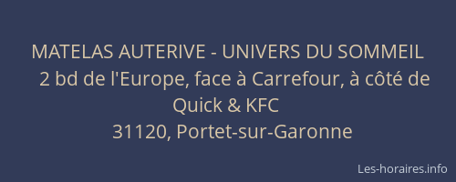 MATELAS AUTERIVE - UNIVERS DU SOMMEIL