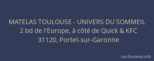 MATELAS TOULOUSE - UNIVERS DU SOMMEIL