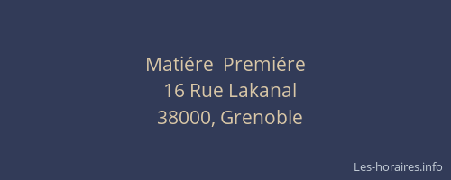 Matiére  Premiére