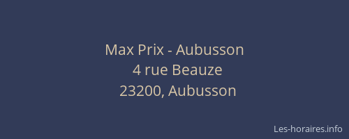 Max Prix - Aubusson
