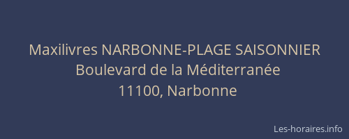 Maxilivres NARBONNE-PLAGE SAISONNIER