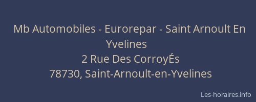 Mb Automobiles - Eurorepar - Saint Arnoult En Yvelines