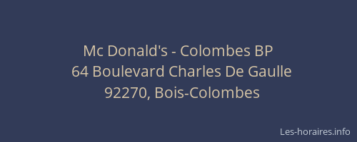Mc Donald's - Colombes BP