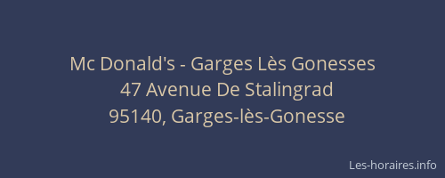 Mc Donald's - Garges Lès Gonesses