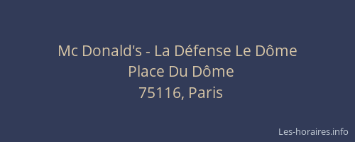 Mc Donald's - La Défense Le Dôme