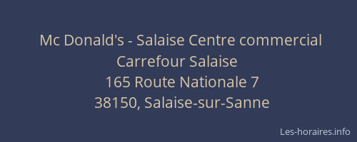 Mc Donald's - Salaise Centre commercial Carrefour Salaise