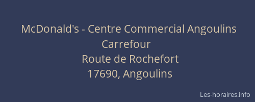 McDonald's - Centre Commercial Angoulins Carrefour