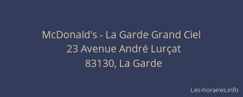 McDonald's - La Garde Grand Ciel