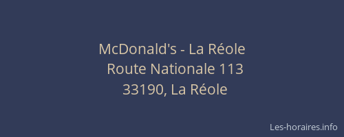 McDonald's - La R&eacute;ole
