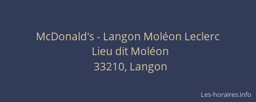 McDonald's - Langon Moléon Leclerc