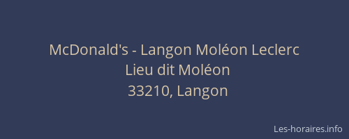McDonald's - Langon Mol&eacute;on Leclerc