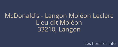 McDonald's - Langon Moléon Leclerc