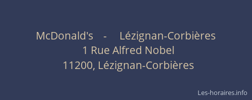 McDonald's    -     L&eacute;zignan-Corbi&egrave;res