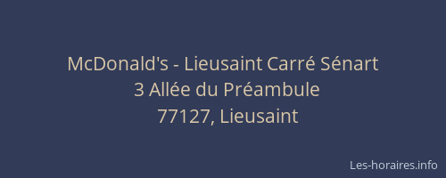 McDonald's - Lieusaint Carré Sénart