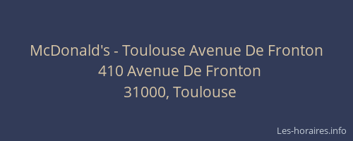 McDonald's - Toulouse Avenue De Fronton
