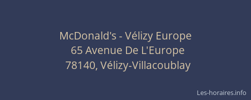 McDonald's - Vélizy Europe