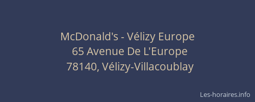 McDonald's - V&eacute;lizy Europe