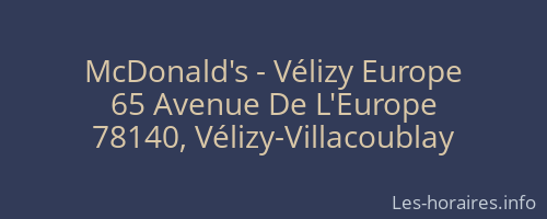 McDonald's - Vélizy Europe