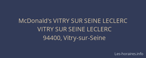 McDonald's VITRY SUR SEINE LECLERC