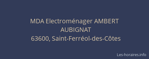 MDA Electrom&eacute;nager AMBERT