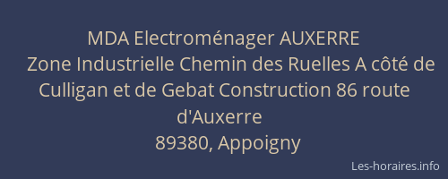 MDA Electroménager AUXERRE