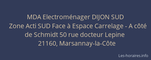 MDA Electrom&eacute;nager DIJON SUD