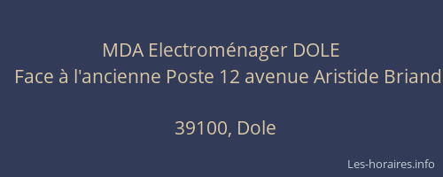 MDA Electrom&eacute;nager DOLE