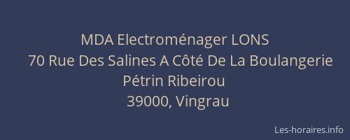 MDA Electrom&eacute;nager LONS