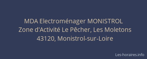 MDA Electrom&eacute;nager MONISTROL