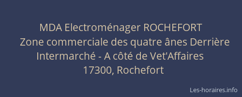 MDA Electrom&eacute;nager ROCHEFORT