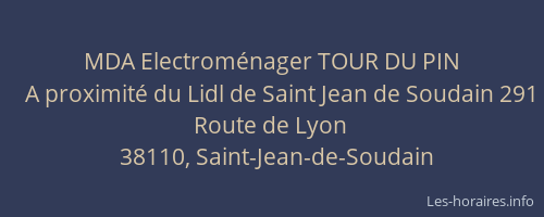 MDA Electrom&eacute;nager TOUR DU PIN