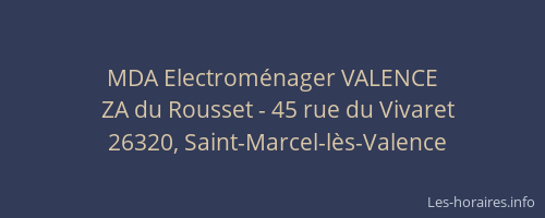 MDA Electrom&eacute;nager VALENCE