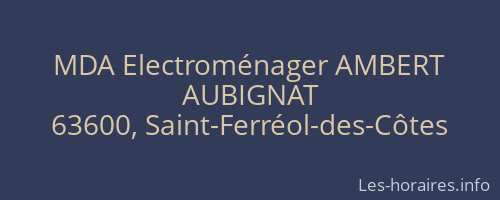 MDA Electroménager AMBERT