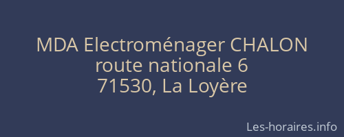 MDA Electroménager CHALON