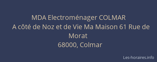 MDA Electroménager COLMAR